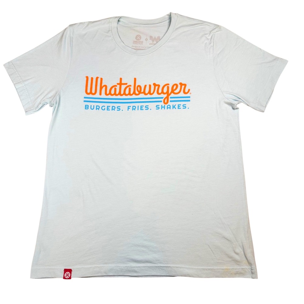 Tumbleweed Texstyles Whataburger Graphic T-Shirt Light Blue Large Texas Food Tee